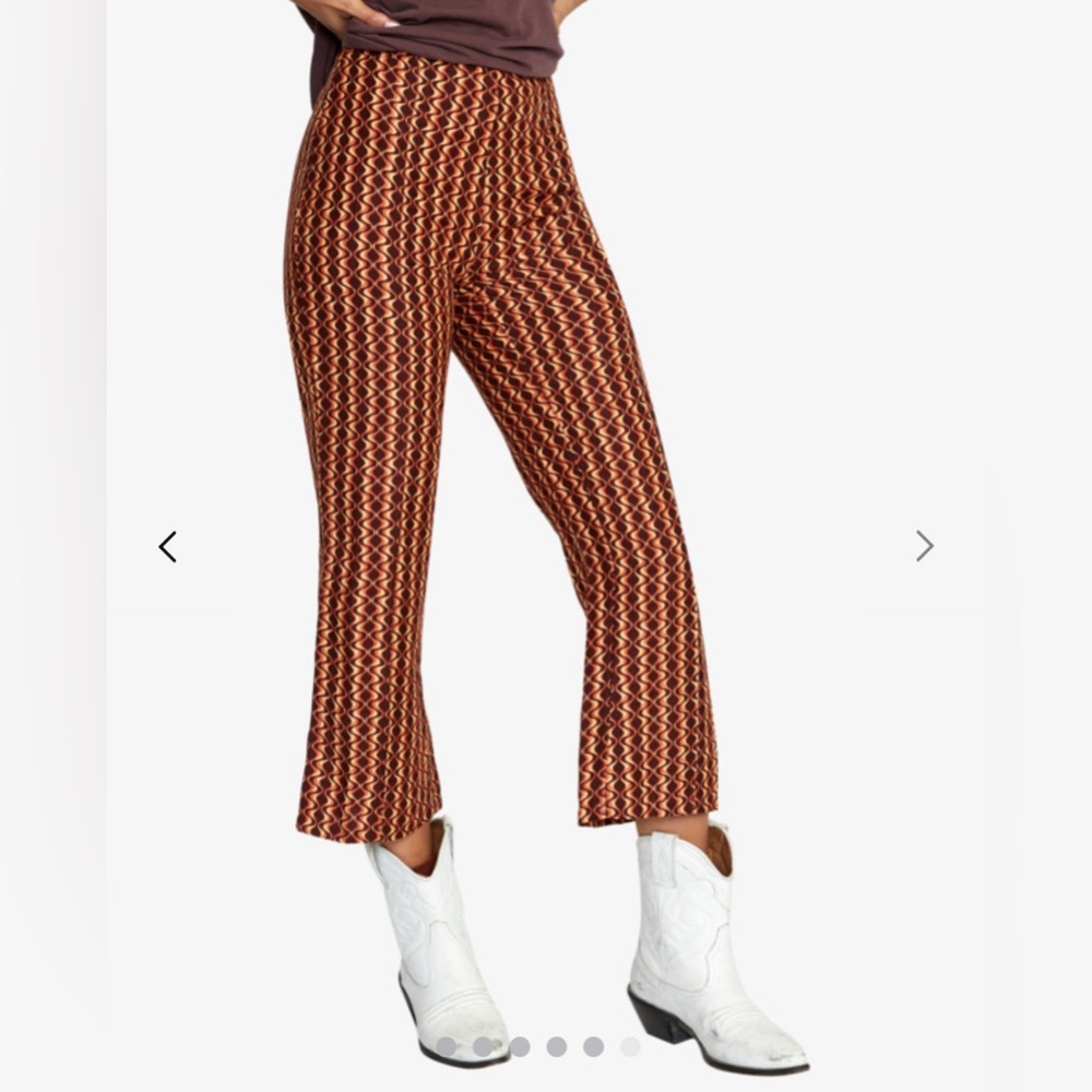 RVCA Burnt Orange Funky Retro Drip Cropped Pants
